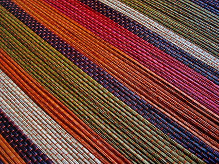 Colorful striped straw matの写真素材