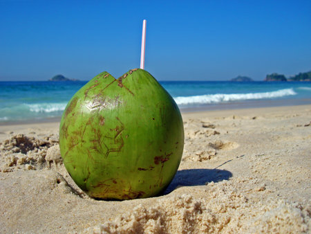 Fresh coconut in the beach, Rioの写真素材