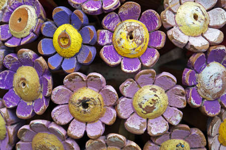 Purple wooden flowers, Brazilian handcraftの写真素材