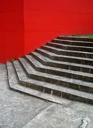 Red wall and stairs, Sao Pauloの写真素材