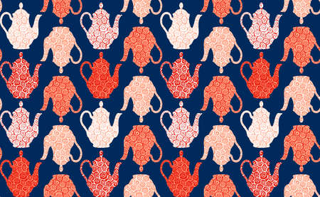 Seamless pattern with Coffee Pots in 4 colorsの写真素材