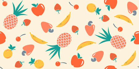 Seamless pattern with Assorted Fruitsの写真素材