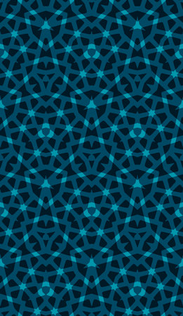 Seamless pattern with abstract geometric motifs in 3 colors