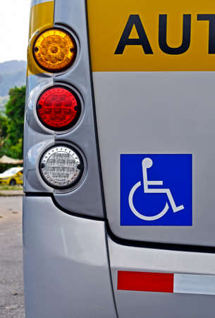 School bus back with wheelchair pictogramの写真素材