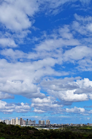 Panoramic view with clouded sky in Barra da Tijuca, Rioの写真素材