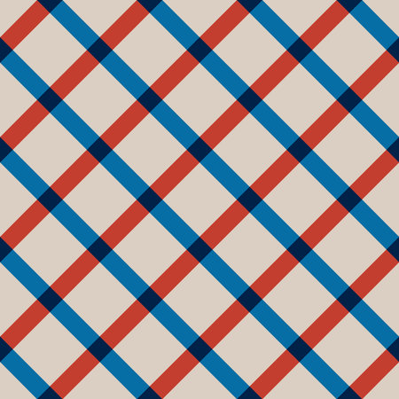 Seamless pattern with diagonal plaid motifs in 4 colors