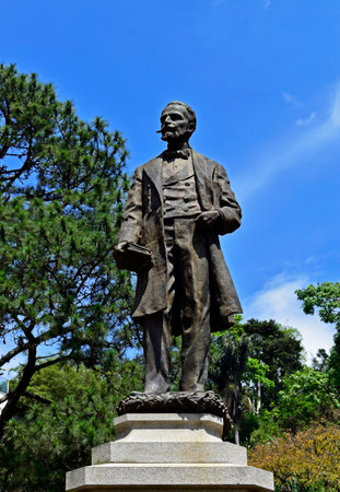 PETROPOLIS, RIO DE JANEIRO, BRAZIL - October 28, 2022: Bronze statue of Doctor Jose Thomas da...