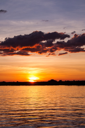Sunset over Chobe River, Botswanaの写真素材