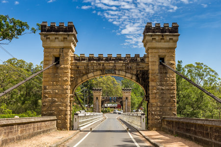 Shoalhaven, Australia â€“ December 31, 2021: Hampden Bridge across Kangaroo River, NSW.