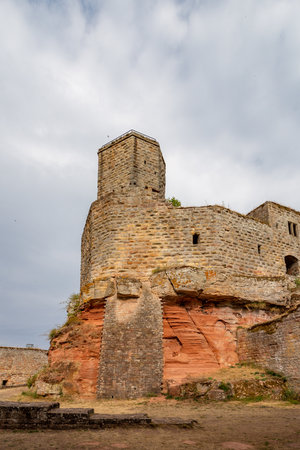 Merzalben, Germany â August, 2023: Fortress GrÃ¤fenstein in front of blue Sky, Rhineland-Palatinate, Germany, Europeのeditorial素材