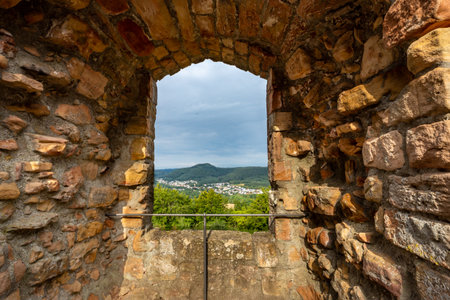 Merzalben, Germany â August, 2023: View from Window of Fortress GrÃ¤fenstein, Rhineland-Palatinate, Germany, Europeのeditorial素材