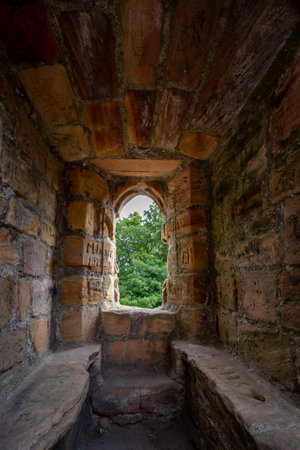 Merzalben, Germany â August, 2023: View through Embrasure of Fortress GrÃ¤fenstein, Rhineland-Palatinate, Germany, Europeのeditorial素材