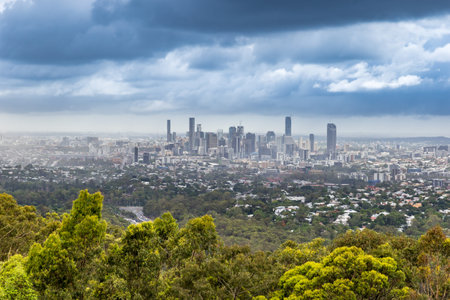 Distant View of Brisbane with its Skyline and Skyscraper, Queensland, Australia.の写真素材