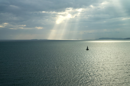 Beautiful blue sky with sunbeams