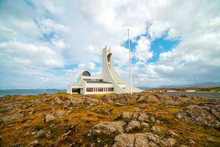 STYKKISHOLMUR CHURCH ICELANDの写真素材