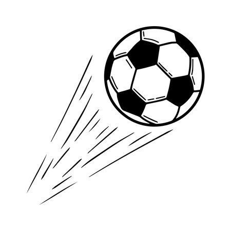 Soccer ball flying motion vector. Fast moving football kick illustrationのイラスト素材