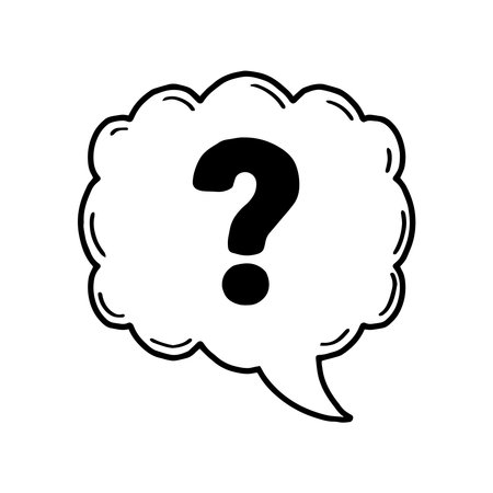 Hand drawn cloud question mark speech bubble doodle styleのイラスト素材