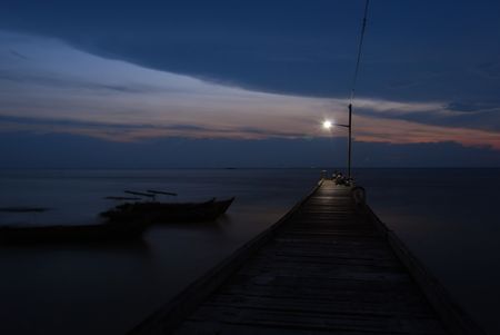 boats anchor at the bridgeの写真素材
