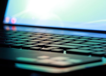 Modern laptop with screen light