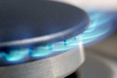 Gas stove macro with flame