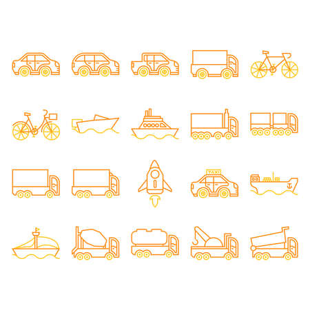 icons set transportation two color line styles.のイラスト素材