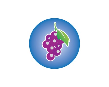 Grape with leaf icon vector templateのイラスト素材