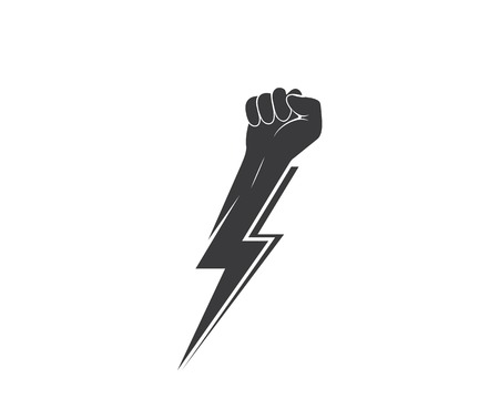 strong hand with power thunder illustration vector templateのイラスト素材