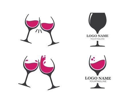 wine glasses toasting logo icon vector templateのイラスト素材