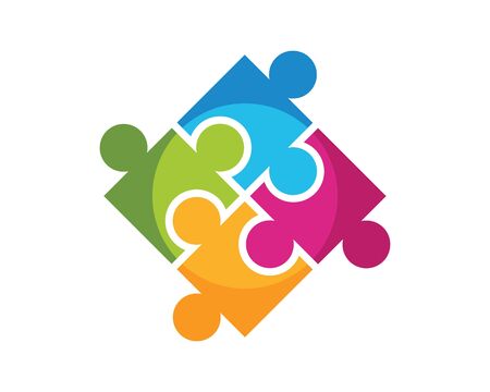 puzzle and community social network logo icon illustration vectorのイラスト素材