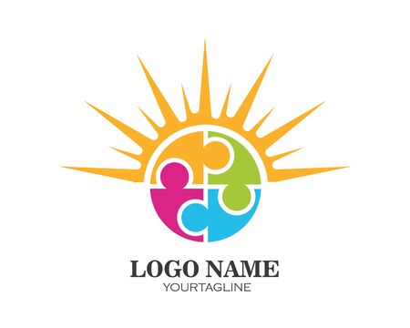 puzzle and community social network logo icon illustration vectorのイラスト素材
