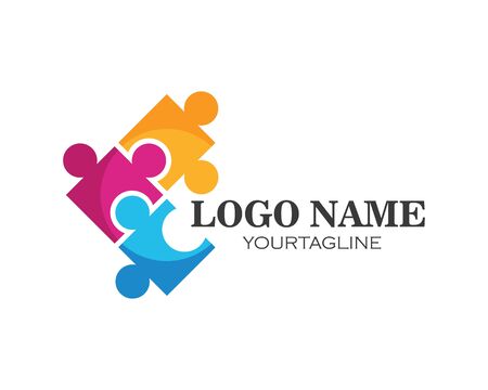 puzzle and community social network logo icon illustration vectorのイラスト素材