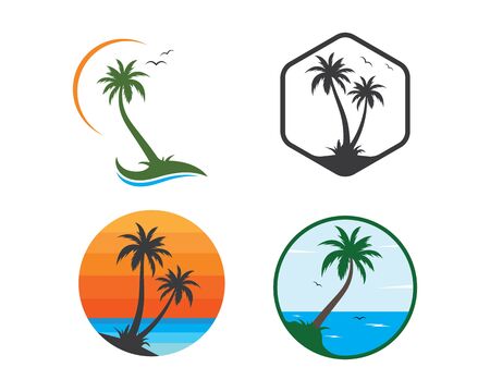 Palm tree icon of summer and travel logo vector illustration designのイラスト素材