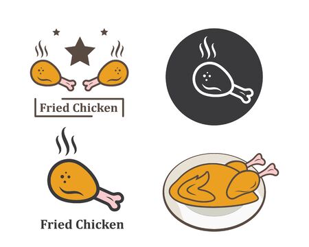 fried chicken icon logo illustration vectorのイラスト素材