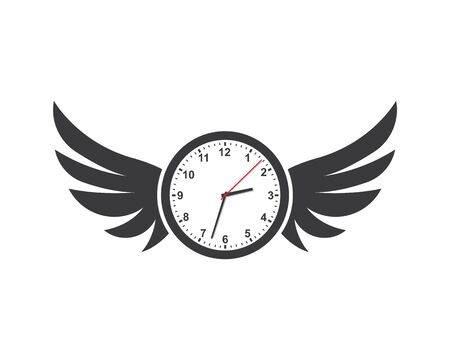 clock and wings icon lose of time and time out illustration design vector templateのイラスト素材