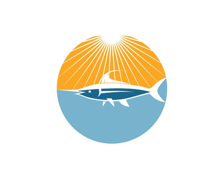 blue marlin fish icon logo illustration vectorのイラスト素材