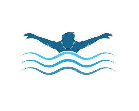 swimming icon logo vector illustration design templateのイラスト素材