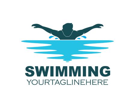 swimming icon logo vector illustration design templateのイラスト素材