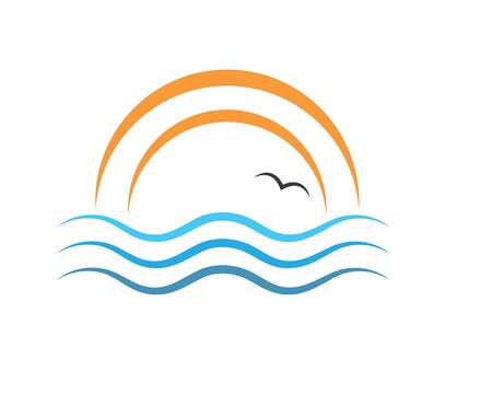 wave sun logo icon vector illustration design templateのイラスト素材