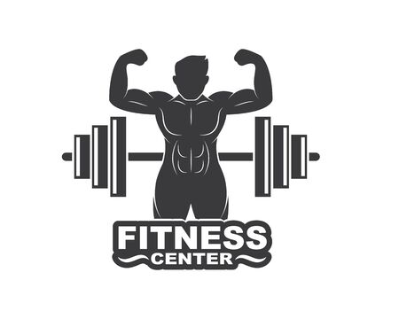 Bodybuilder fitness gym icon logo badge vector illustration designのイラスト素材