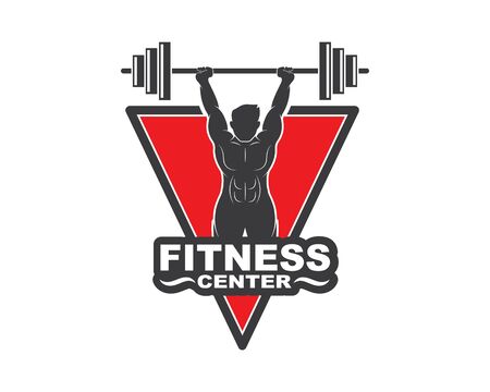 Bodybuilder fitness gym icon logo badge vector illustration designのイラスト素材