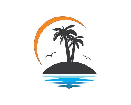 Palm tree icon of summer and travel logo vector illustration designのイラスト素材