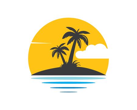 Palm tree icon of summer and travel logo vector illustration designのイラスト素材