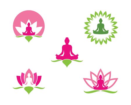Meditation logo template vector icon designのイラスト素材