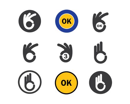 ok hand gesture and sticker  vector illustration designのイラスト素材