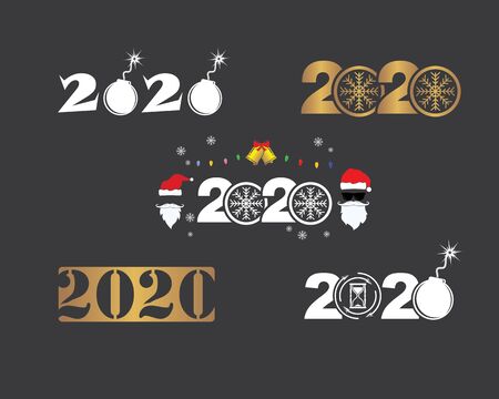 2020 new year icon vector illustration designのイラスト素材