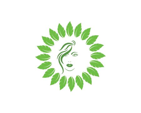 beauty face woman with leaves vector icon illustration design のイラスト素材