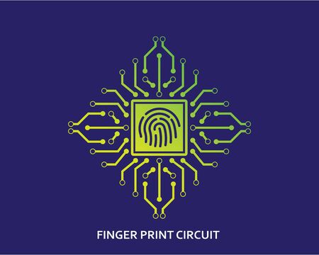 circuit board with fingerprint  illustration vector designのイラスト素材