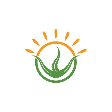 aloevera with sun  logo icon vector illustration design templateのイラスト素材