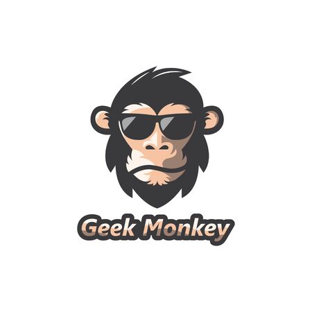 geek monkey vector icon logo illustration design のイラスト素材