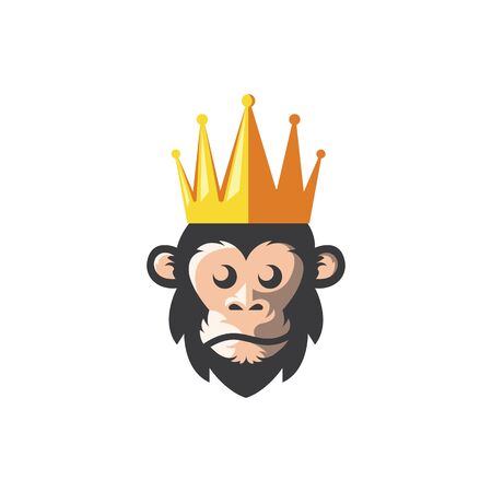 monkey king with goldel crown vector icon logo illustration  design のイラスト素材